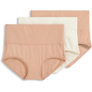 Jockey Women’s Shapewear Skimmies 360° Tummy Smoothing Brief – 3 Pack(Light/Ivory/Light)