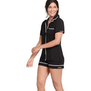 Jockey Women’s Sleepwear Cooling Modal Notch Collar Short Sleeve Top & Short Set(Black)