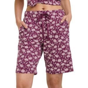 Jockey Women’s Sleepwear Organic Cotton Stretch Bermuda Short(Frayed Plum Floral)