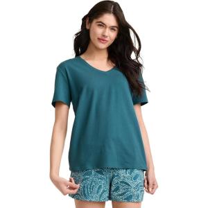 Jockey Women’s Sleepwear Organic Cotton Stretch Short Sleeve V-Neck Top(Curious Teal)