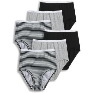 Jockey Women’s Underwear Classic Brief – 6 Pack(Black/Grey Heather/Simple Stripe)