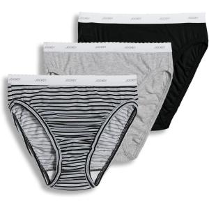 Jockey Women’s Underwear Classic French Cut – 3 Pack(Grey Heather/Simple Stripe/Black)