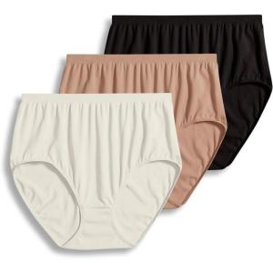Jockey Women’s Underwear Comfies Microfiber Brief – 3 Pack(Black/Ivory/Light)