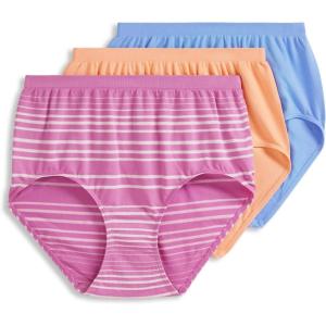 Jockey Women’s Underwear Comfies Microfiber Brief – 3 Pack(Peach Smoothie)