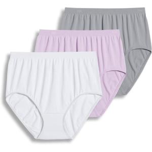 Jockey Women’s Underwear Comfies Microfiber Brief – 3 Pack(White/Pink Pearl/Grey)