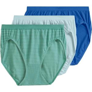 Jockey Women’s Underwear Comfies Microfiber French Cut – 3 Pack(Aquamarine Stripe/True Blue/Echo Blue)