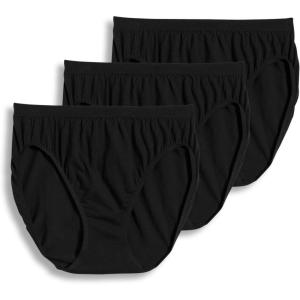 Jockey Women’s Underwear Comfies Microfiber French Cut – 3 Pack(Black)
