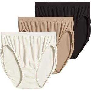 Jockey Women’s Underwear Comfies Microfiber French Cut – 3 Pack(Black/Ivory/Light)