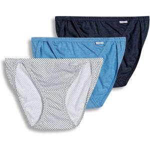 Jockey Women’s Underwear Elance String Bikini – 3 Pack(Deep Blue Heather/Deep Blue Dot/Sea Blue Heather)