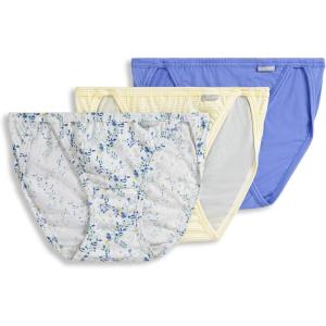 Jockey Women’s Underwear Elance String Bikini – 3 Pack(Iris Blue/Tender Yellow Stripe/Dainty White Florals)