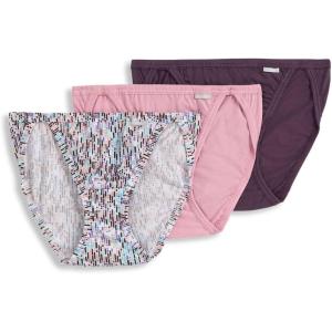 Jockey Women’s Underwear Elance String Bikini – 3 Pack(Pink Harmony/Uneven Lines/Cherry Wine)