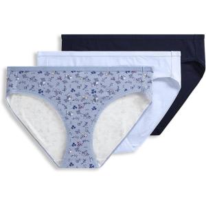 Jockey Women’s Underwear Organic Cotton Stretch Logo Bikini – 3 Pack(Dreamy Blue/Simple Lily Line Floral/True Navy)