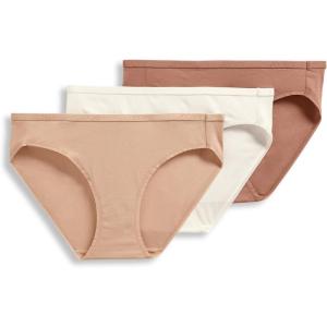 Jockey Women’s Underwear Organic Cotton Stretch Logo Bikini – 3 Pack(Ivory/Light/Almond)