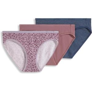 Jockey Women’s Underwear Organic Cotton Stretch Logo Bikini – 3 Pack(Purple Haze Dot)