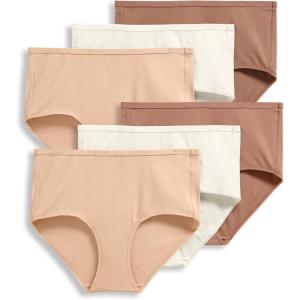 Jockey Women’s Underwear Organic Cotton Stretch Logo Modern Brief – 6 Pack(Almond/Light/Ivory)