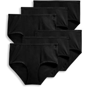 Jockey Women’s Underwear Organic Cotton Stretch Logo Modern Brief – 6 Pack(Black)