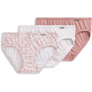Jockey Women’s Underwear Plus Size Elance Bikini – 3 Pack(Diamond White/Prim Floral/Earth Rose)