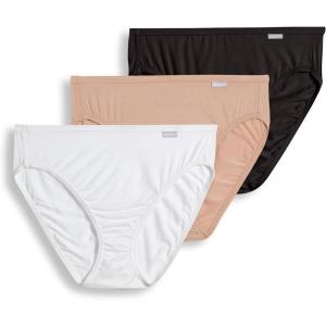 Jockey Women’s Underwear Plus Size Elance French Cut – 3 Pack(Black/Light/Ivory)