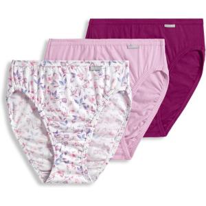 Jockey Women’s Underwear Plus Size Elance French Cut – 3 Pack(Chalky Pink/Painted Purple Meadow/Majestic Berry)