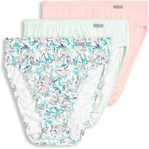 Jockey Women’s Underwear Plus Size Elance French Cut – 3 Pack(Coral Mist/Belvedere Stripe/Small Floral Expression)