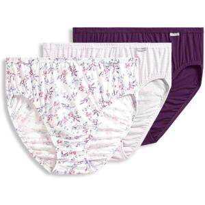 Jockey Women’s Underwear Plus Size Elance French Cut – 3 Pack(Deep Plum/Belvedere Lavender Stripe/Bella Floral)