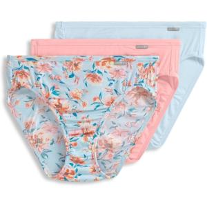 Jockey Women’s Underwear Plus Size Elance French Cut – 3 Pack(Formal Light Blue Floral/Sunrise Peach/Echo Blue)