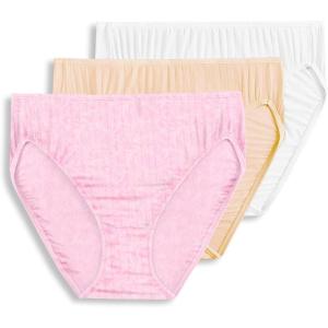 Jockey Women’s Underwear Plus Size Elance French Cut – 3 Pack(Frothy Pink/White/Egyptian Scroll)