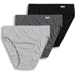 Jockey Women’s Underwear Plus Size Elance French Cut – 3 Pack(Grey Heather/Charcoal Heather/Black)