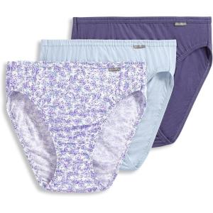 Jockey Women’s Underwear Plus Size Elance French Cut – 3 Pack(Midnight Iris/Bouquet Bloom/Frothy Blue)