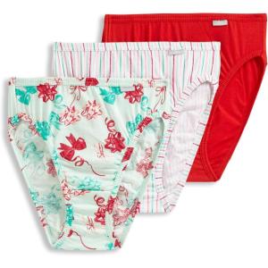 Jockey Women’s Underwear Plus Size Elance French Cut – 3 Pack(Red Holiday Bow)