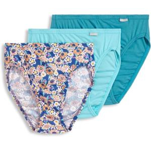 Jockey Women’s Underwear Plus Size Elance French Cut – 3 Pack(Teal Slate/Joy Floral/Caspian Sea)