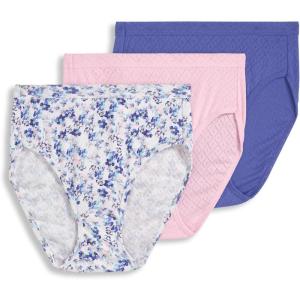 Jockey Women’s Underwear Plus Size Elance Hipster – 3 Pack(Future Dusk/Harmonious Floral/Pink Opal)