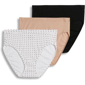 Jockey Women’s Underwear Plus Size Elance Hipster – 3 Pack(Light/Simple Dot/Black)