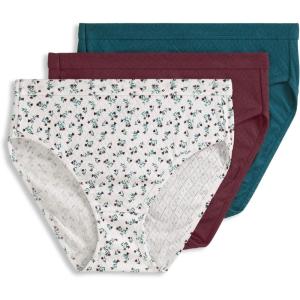 Jockey Women’s Underwear Plus Size Elance Hipster – 3 Pack(Teal Flower Mix)