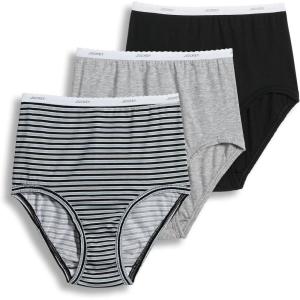 Jockey Women’s Underwear Supersoft Brief – 3 Pack(Grey Heather/Simple Stripe/Black)