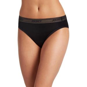 Jockey Women’s Underwear Worry Free Microfiber Moderate Absorbency Bikini(Black)
