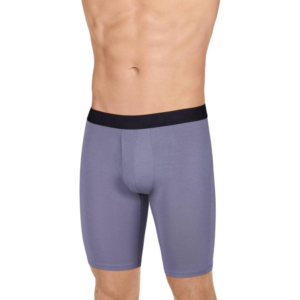 imageJockey Mens Underwear Active Ultra Soft Modal 9quot Long Leg Boxer BriefLantern Grey