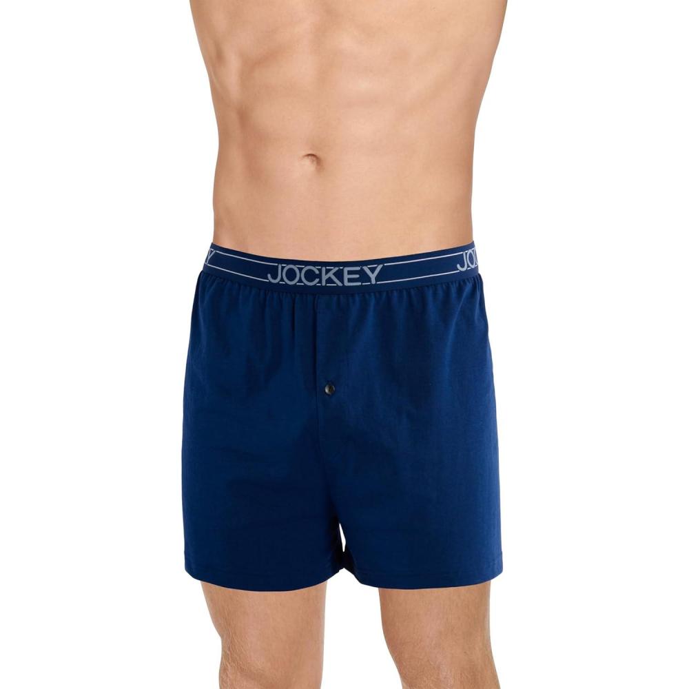 imageJockey Mens Underwear ActiveBlend Knit 5quot BoxerJust Past Midnight Blue