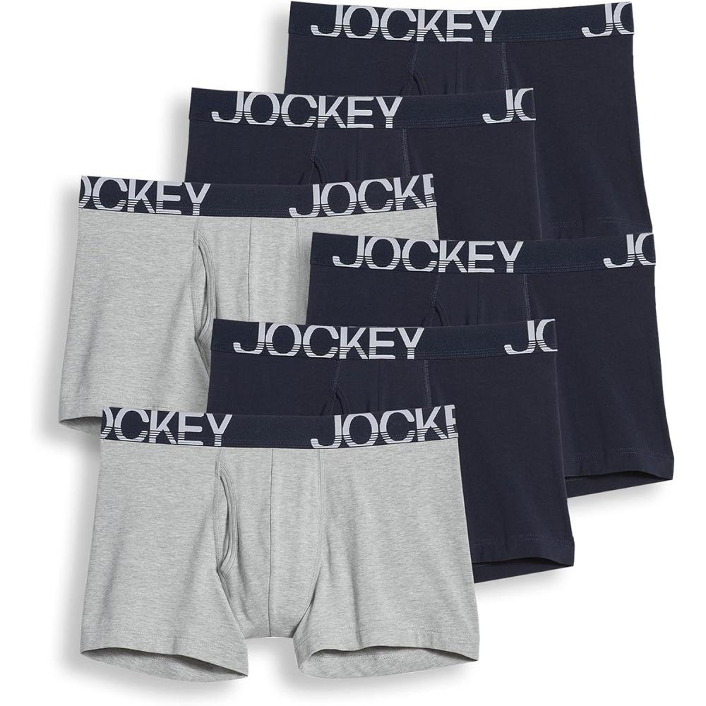 imageJockey Mens Underwear ActiveStretch 4quot Boxer Brief  6 PackTrue NavyGrey HeatherTrue Navy