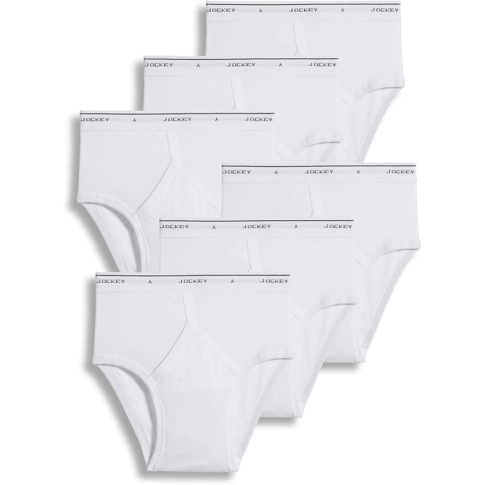 imageJockey Mens Underwear Briefs Classic Low Rise Design Pack of 6 Authentic Mens Underwear for Comfort and QualityWhite
