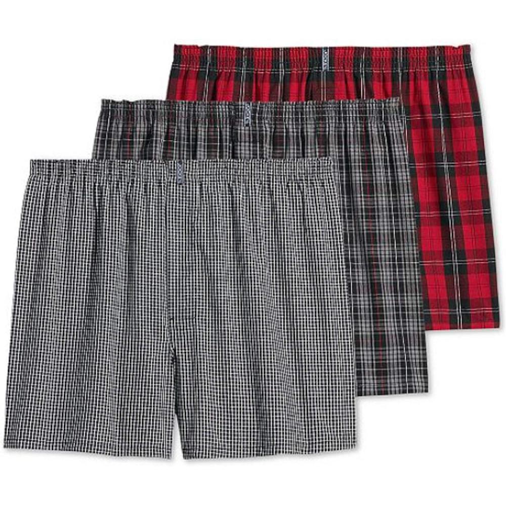 imageJockey Mens Underwear Classics Full Cut 5quot Boxer 3 PackBlack and Grey Asstd