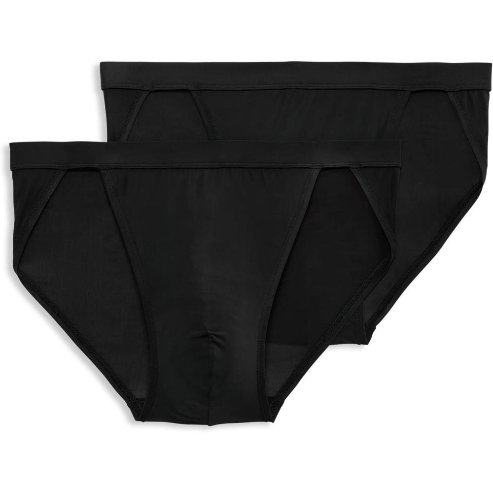imageJockey Mens Underwear Mens Elance Microfiber String Bikini  2 PackBlack