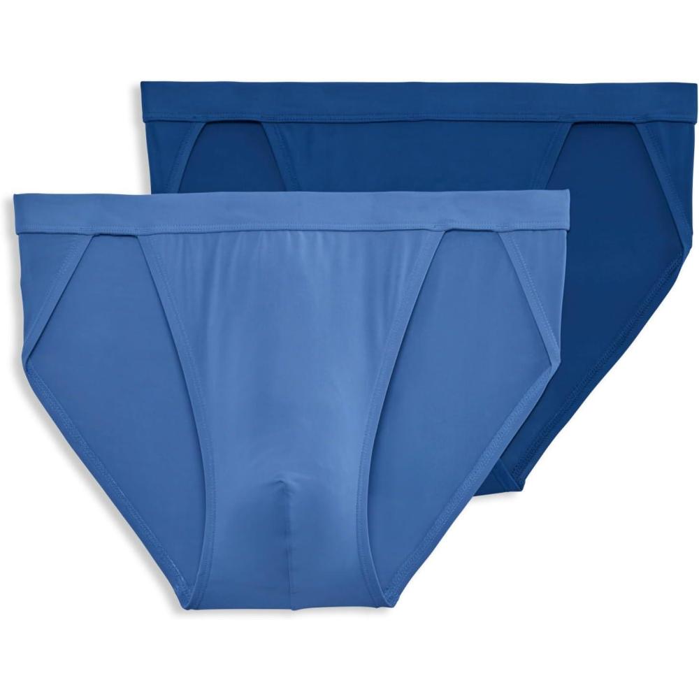 imageJockey Mens Underwear Mens Elance Microfiber String Bikini 2 PackOcean BlueMimas Blue