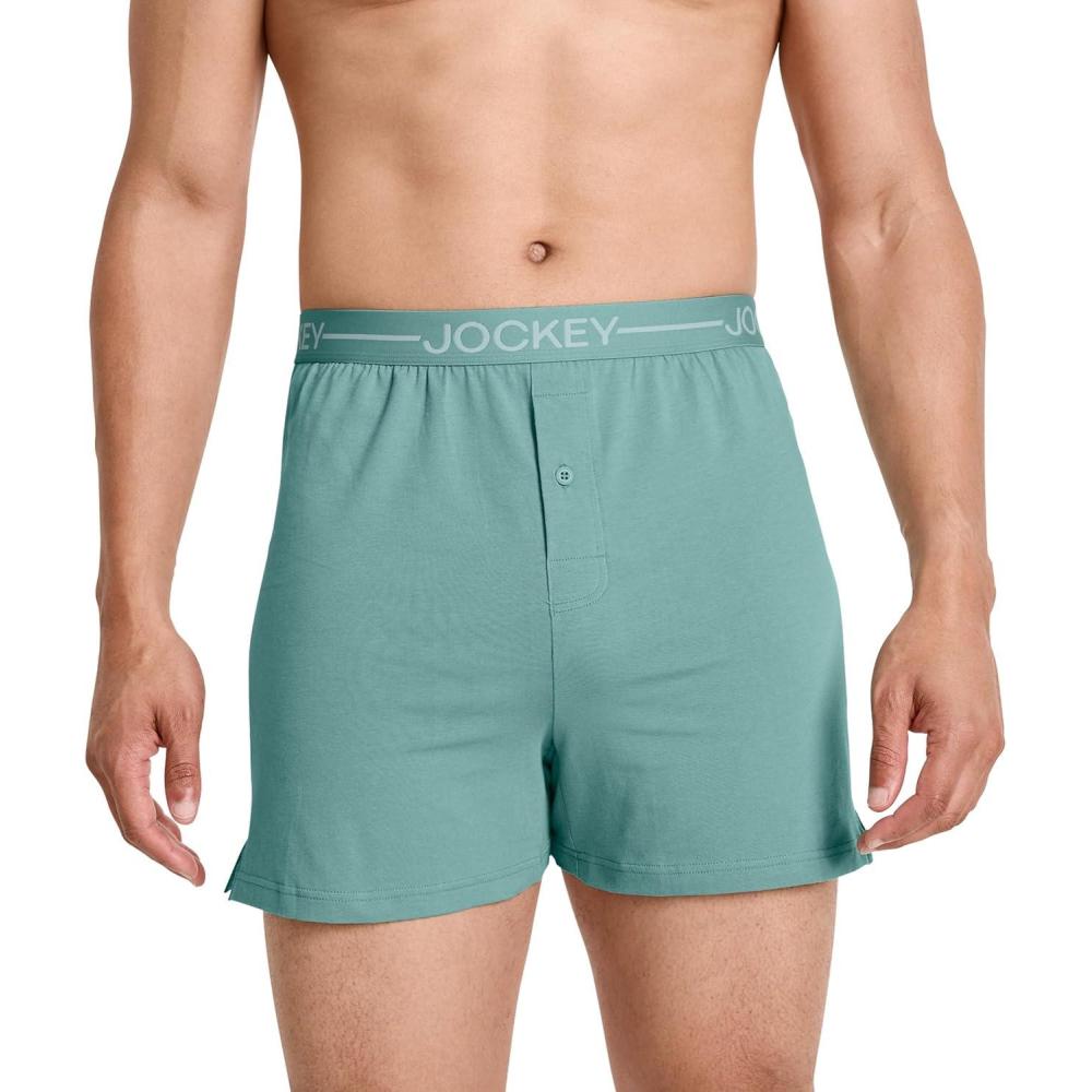 imageJockey Mens Underwear Organic Cotton Stretch 4quot BoxerAquamarine