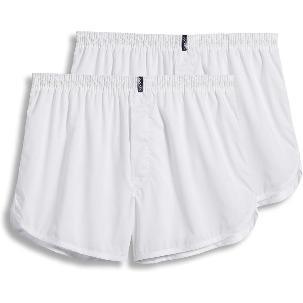 imageJockey Mens Underwear Tapered 5quot Boxer 2 PackWhite