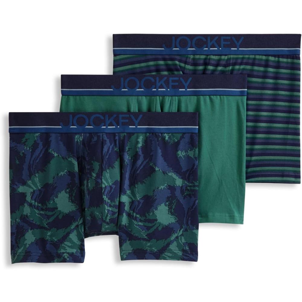 imageJockey Mens Underwear True Style 4quot Trunk 3 PackRascal Stripe