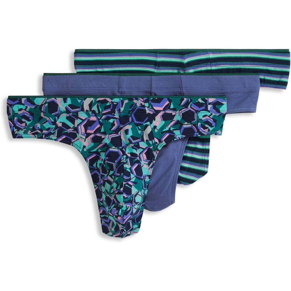imageJockey Mens Underwear True Style Thong 3 PackGrape Stripe