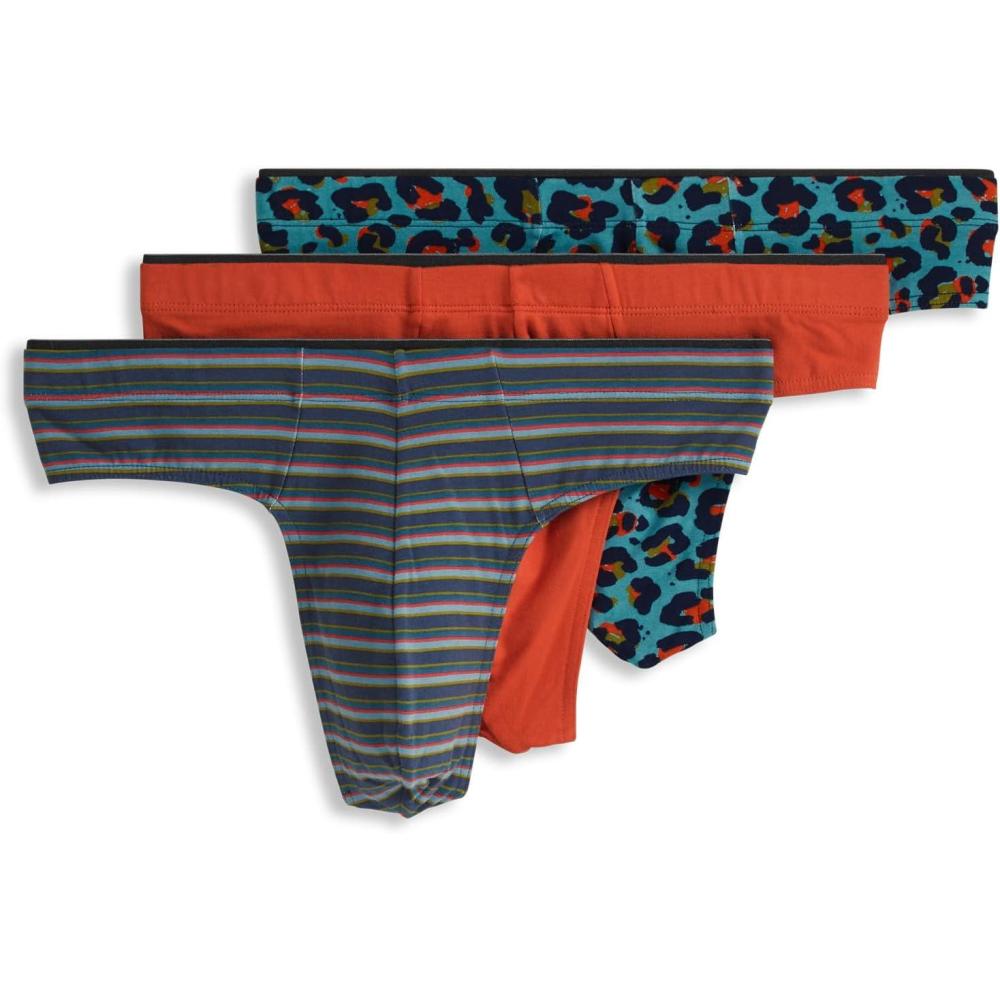 imageJockey Mens Underwear True Style Thong 3 PackLeafy Stripe