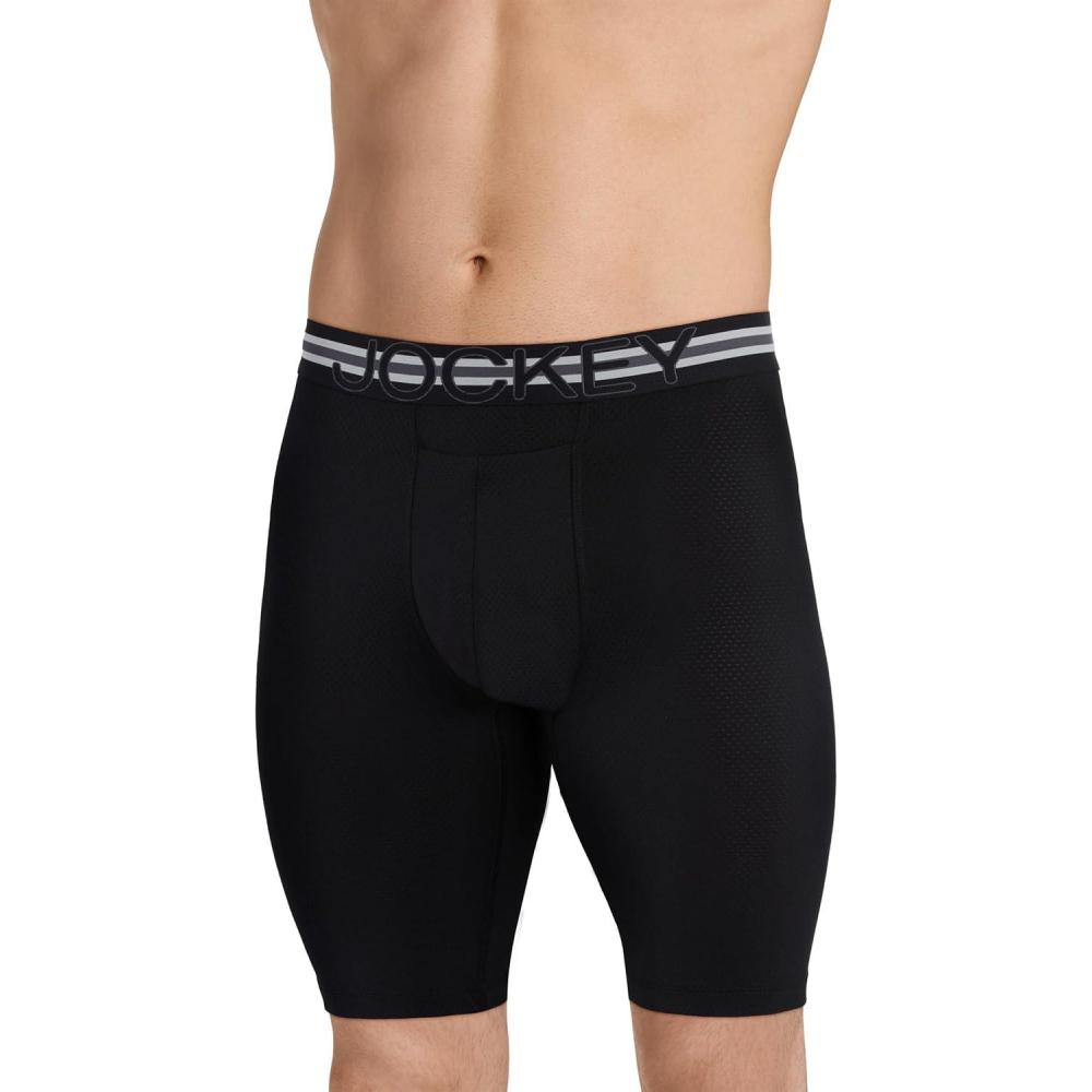 imageJockey Sport Mens Underwear Stability Pouch Microfiber 11quot Quad ShortBlack