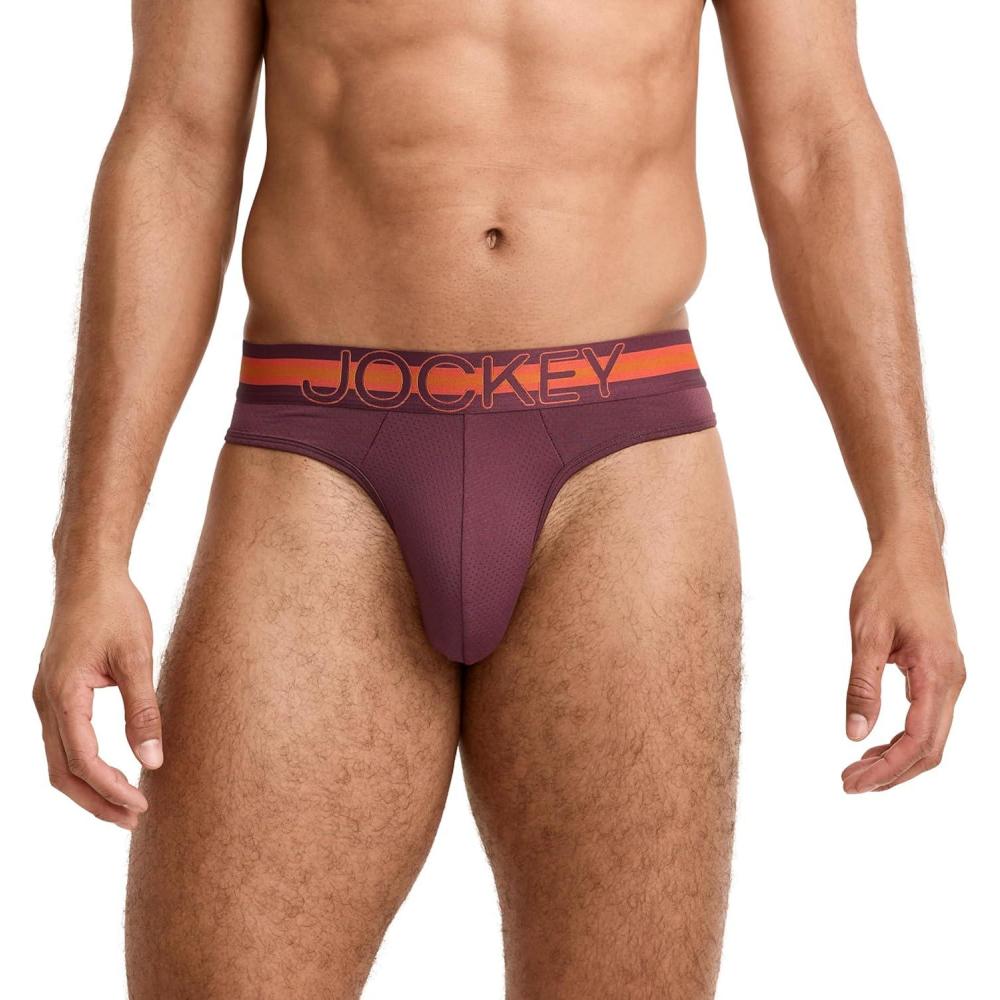 imageJockey Sport Mens Underwear Stability Pouch Microfiber ThongBlack Currant